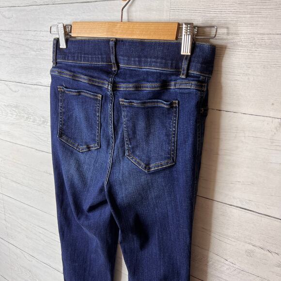 Spanx Jeans Womens Size Small Tall Blue Bootcut Flare Raw Hem Midnight Shade - Picture 10 of 16